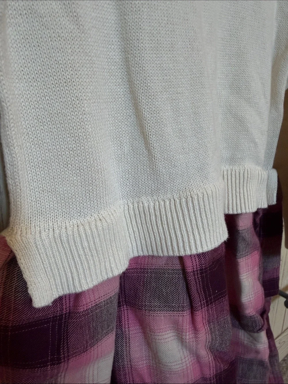 GAP Cream Sweater Dress with Pink & Purple Plaid Skirt- Never Worn